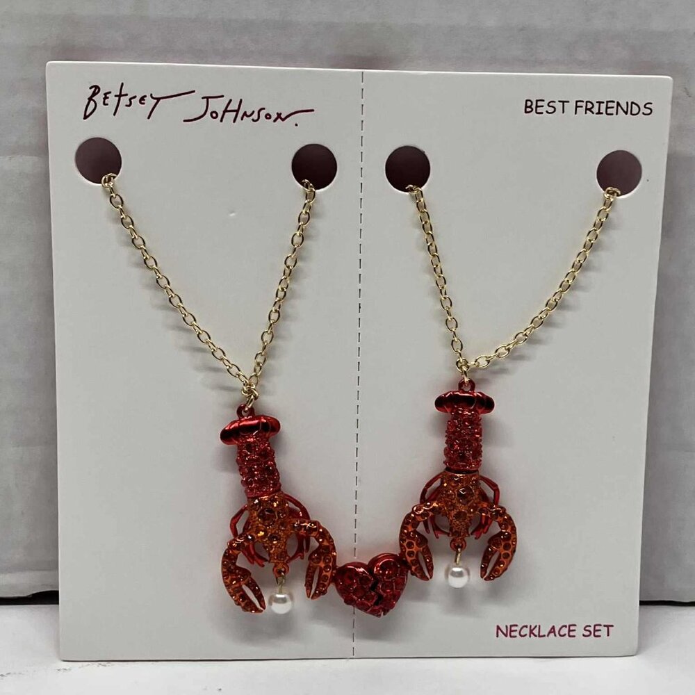 Betsey Johnson Mermaid Jewels Lobster Best Friends Necklace Set
